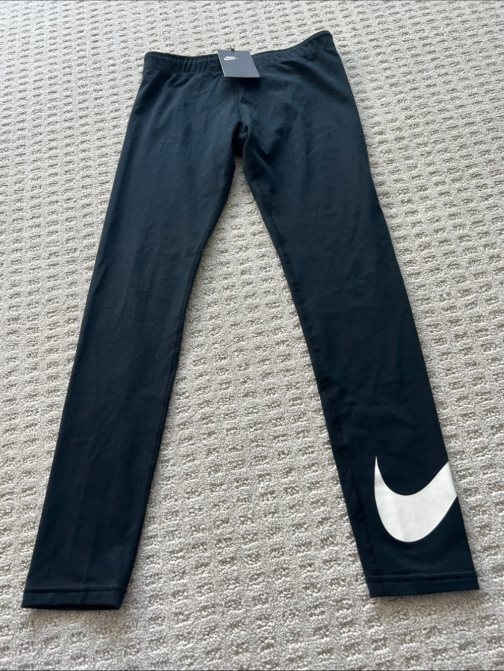 Nike Black Kids Leggings with White Swoosh